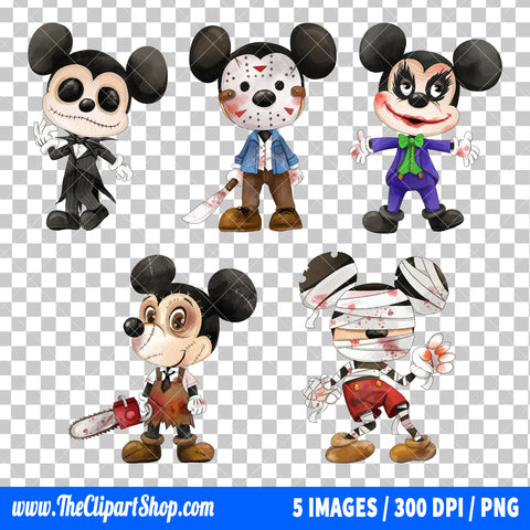 Mickey Mouse Halloween Clipart PNG Bundle