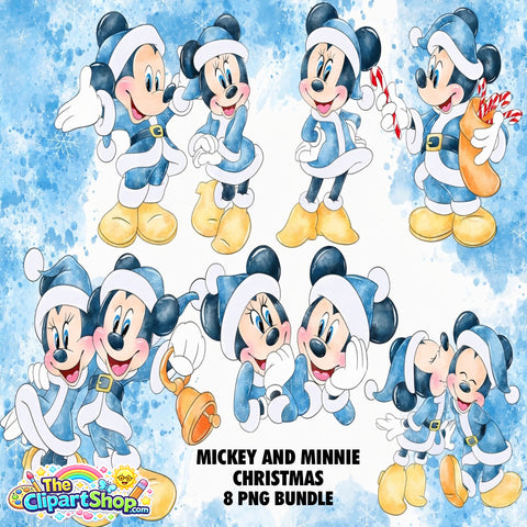 Mickey and Minnie Christmas Clipart PNG Bundle #2