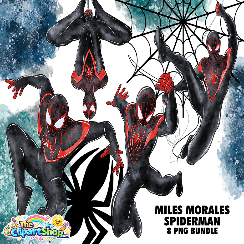 Miles Morales Spiderman Clipart PNG Bundle