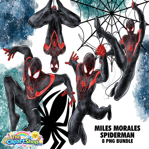 Miles Morales Spiderman Clipart PNG Bundle