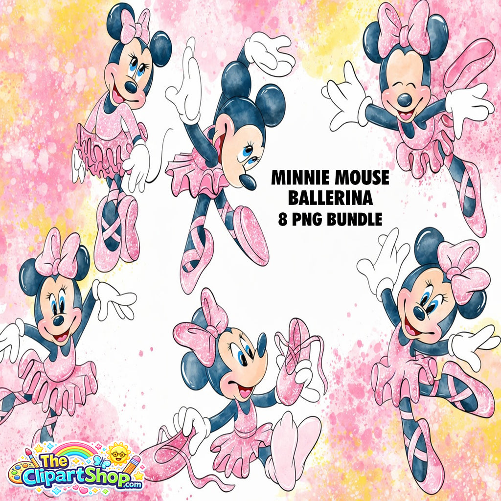 Minnie Mouse Ballerina Clipart PNG Bundle