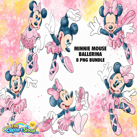 Minnie Mouse Ballerina Clipart PNG Bundle