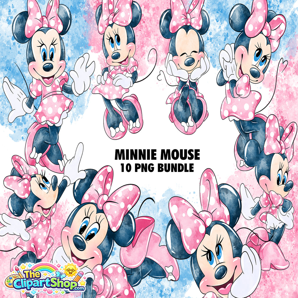 Minnie Mouse Clipart PNG Bundle