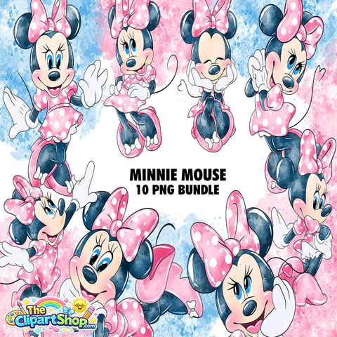 Minnie Mouse Clipart PNG Bundle