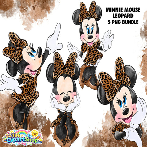 Minnie Mouse Leopard Clipart PNG Bundle