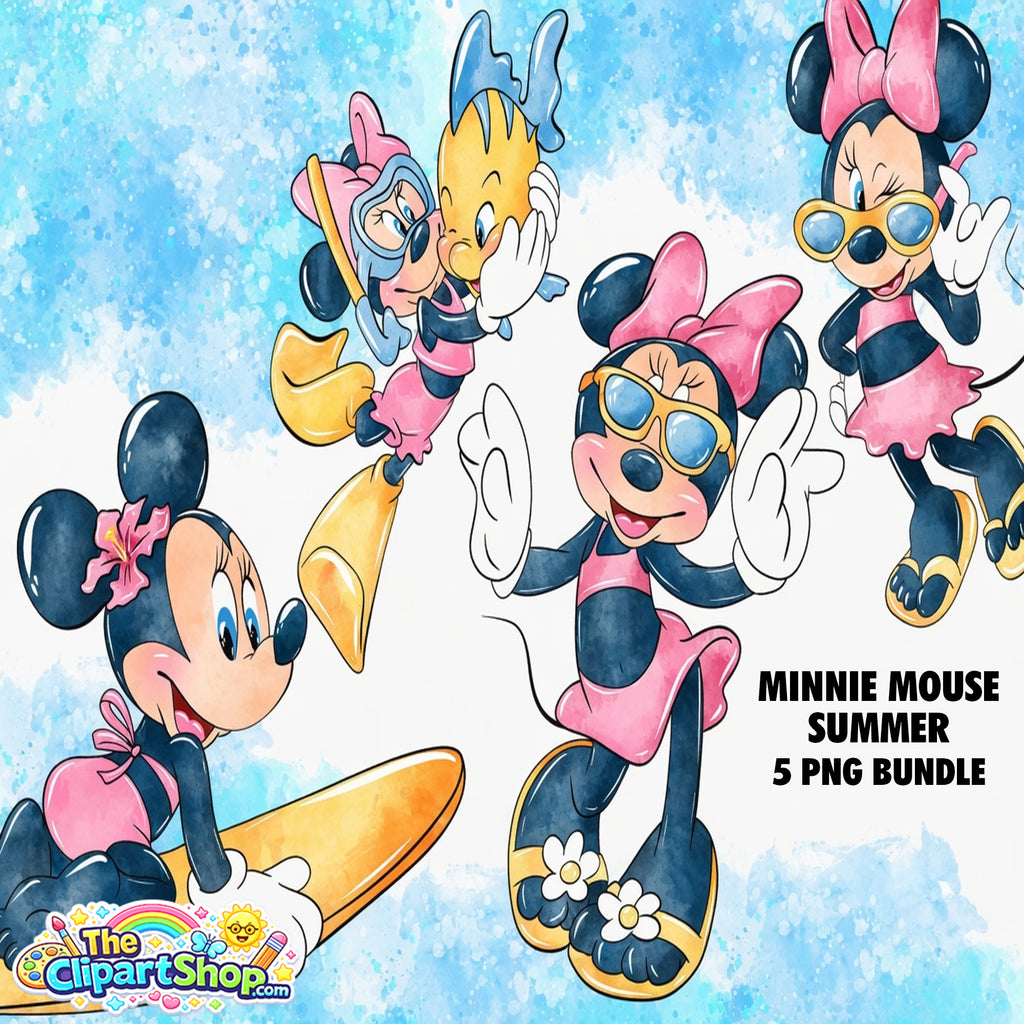 Minnie Mouse Summer Clipart PNG Bundle