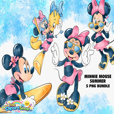Minnie Mouse Summer Clipart PNG Bundle