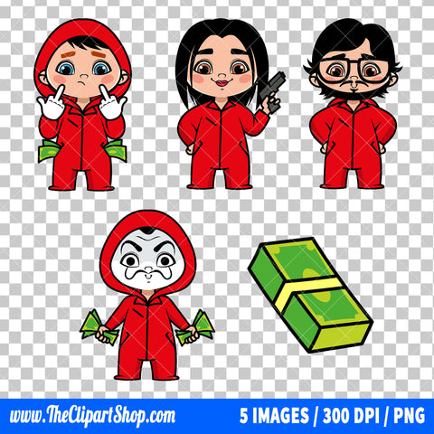 Money Heist Clipart PNG Bundle
