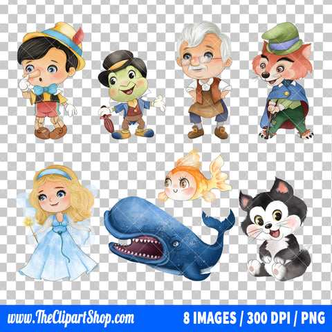 Pinocchio Clipart PNG Bundle