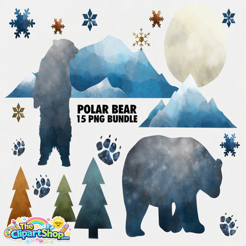Polar Bear Clipart PNG Bundle