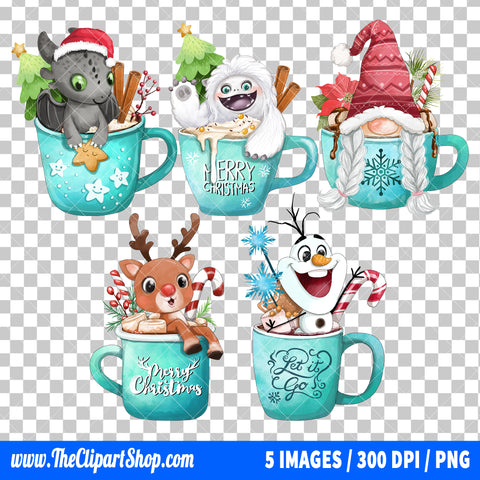 Popular Characters Christmas Clipart PNG Bundle #2