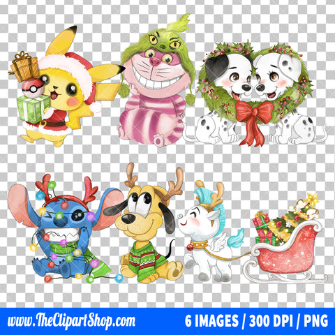 Popular Characters Christmas Clipart PNG Bundle #5