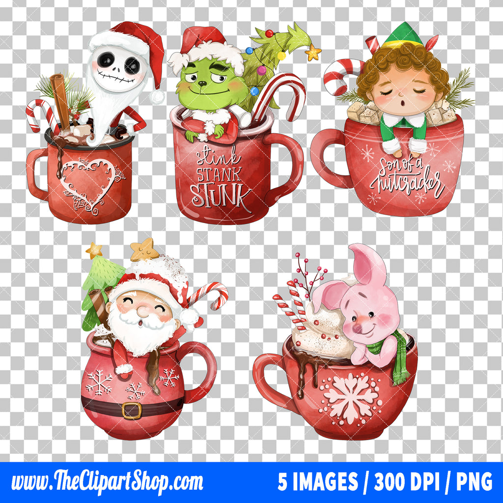 Popular Characters Christmas Clipart PNG Bundle