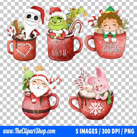 Popular Characters Christmas Clipart PNG Bundle