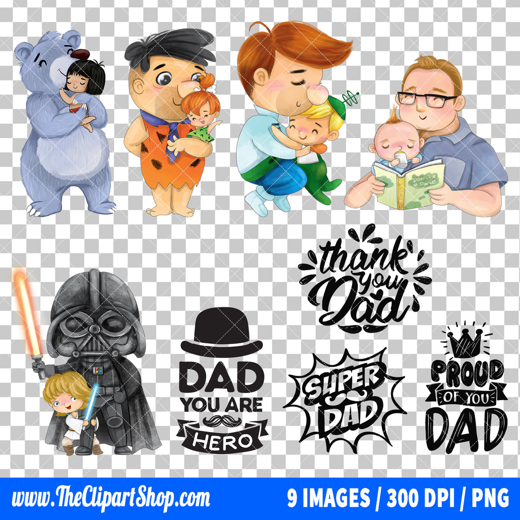 Popular Characters Fathers Day Clipart PNG Bundle