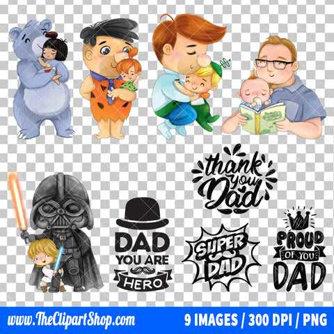 Popular Characters Fathers Day Clipart PNG Bundle
