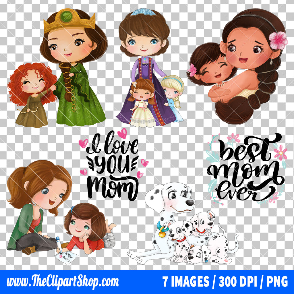 Popular Characters Mother's Day Clipart PNG Bundle