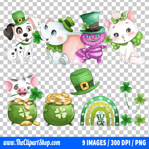 Popular Characters St Patrick's Day Clipart PNG Bundle