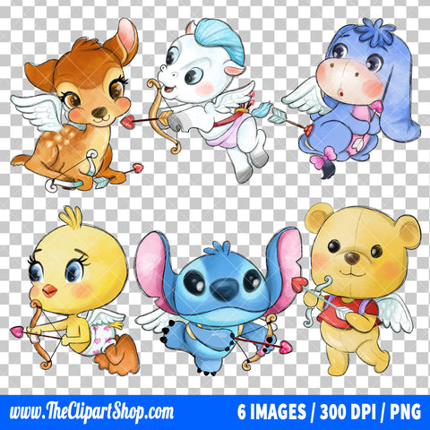 Popular Characters Valentine Clipart PNG Bundle #2