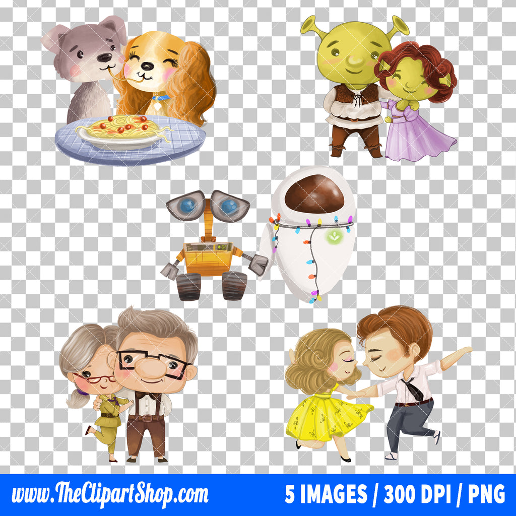 Popular Characters Valentine Clipart PNG Bundle