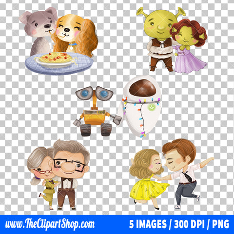 Popular Characters Valentine Clipart PNG Bundle