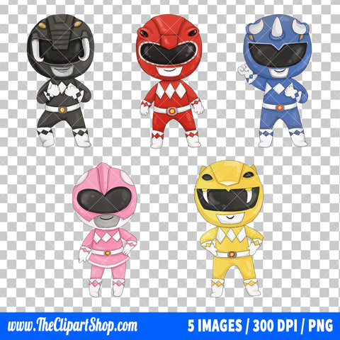 Power Rangers Clipart PNG Bundle