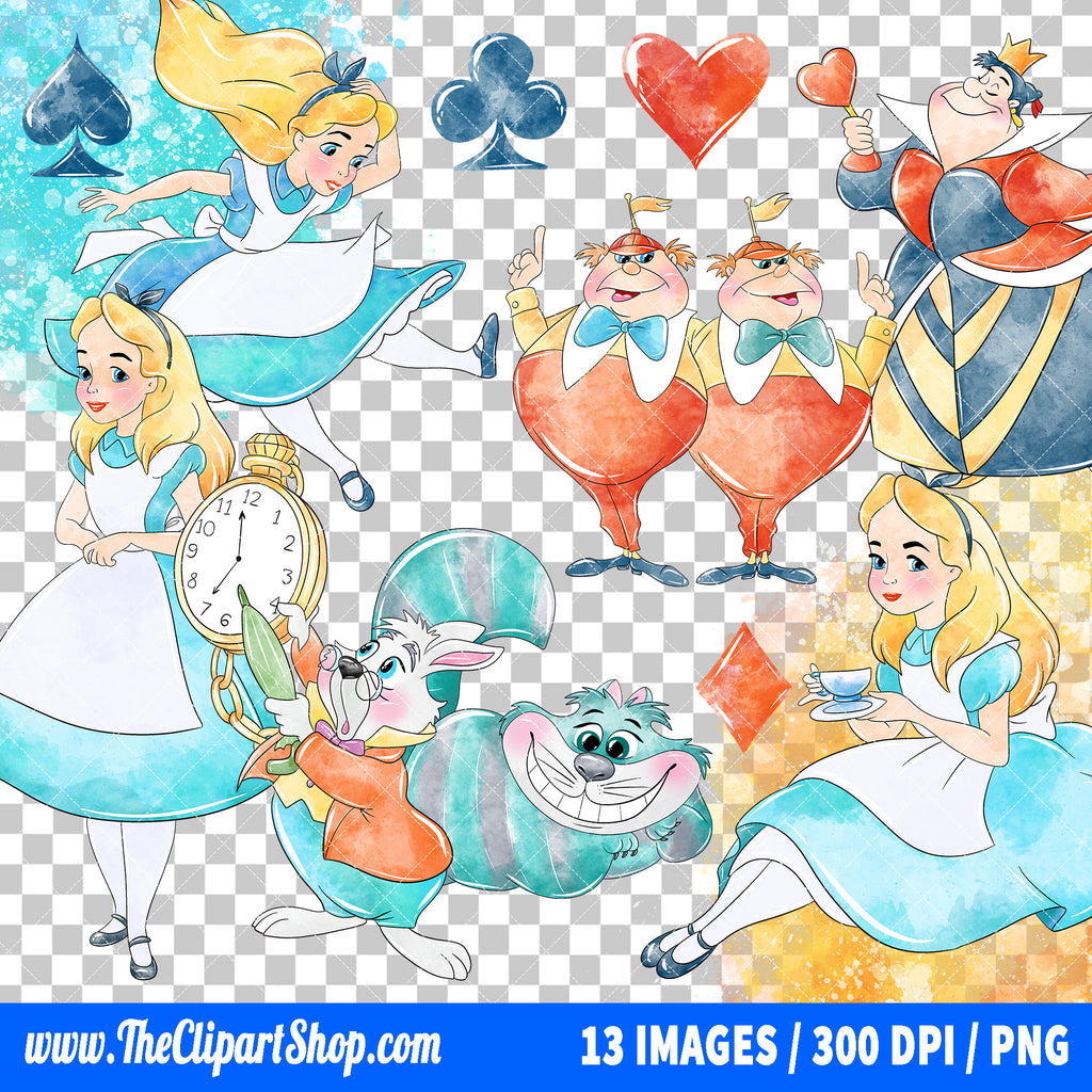 Premium Alice In Wonderland Clipart PNG Bundle