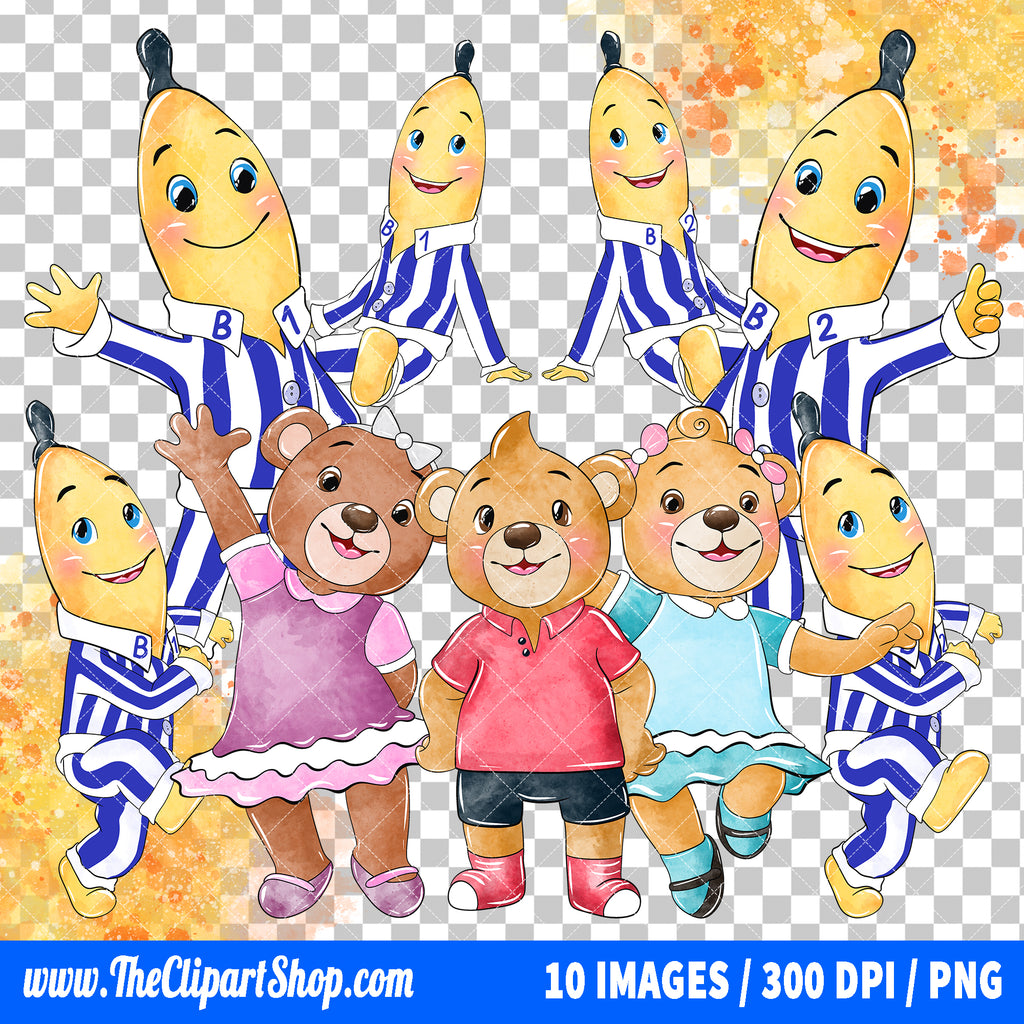 Premium Bananas In Pajamas Clipart PNG Bundle