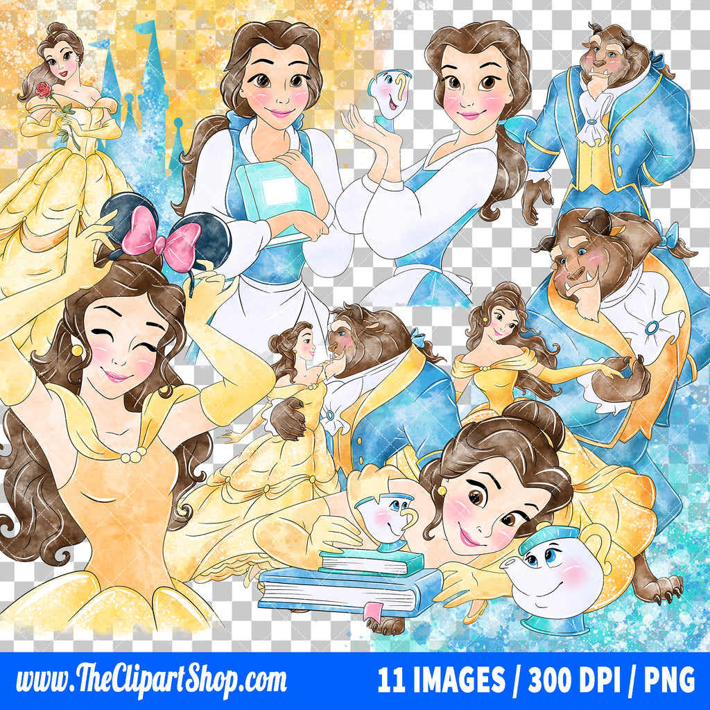 Premium Beauty And The Beast Clipart PNG Bundle