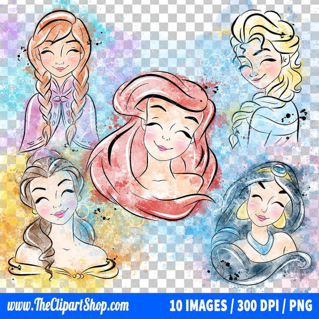 Premium Disney Princess Clipart PNG Bundle