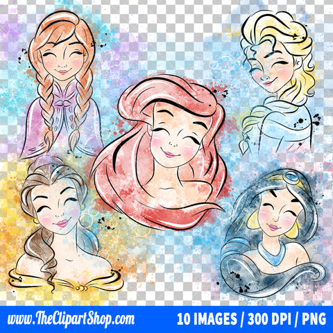 Premium Disney Princess Clipart PNG Bundle
