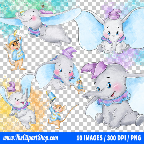 Premium Dumbo Clipart PNG Bundle