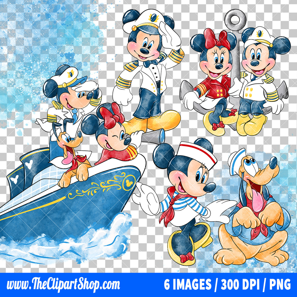 Premium Mickey Mouse And Friends Boat Clipart PNG Bundle