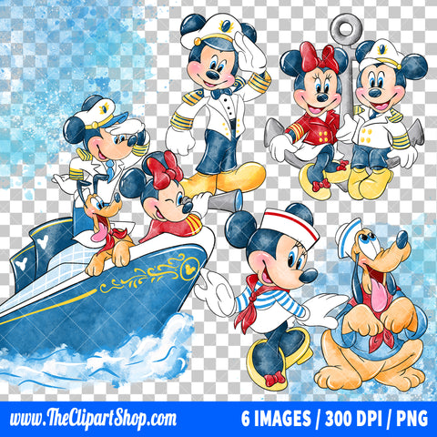 Premium Mickey Mouse And Friends Boat Clipart PNG Bundle