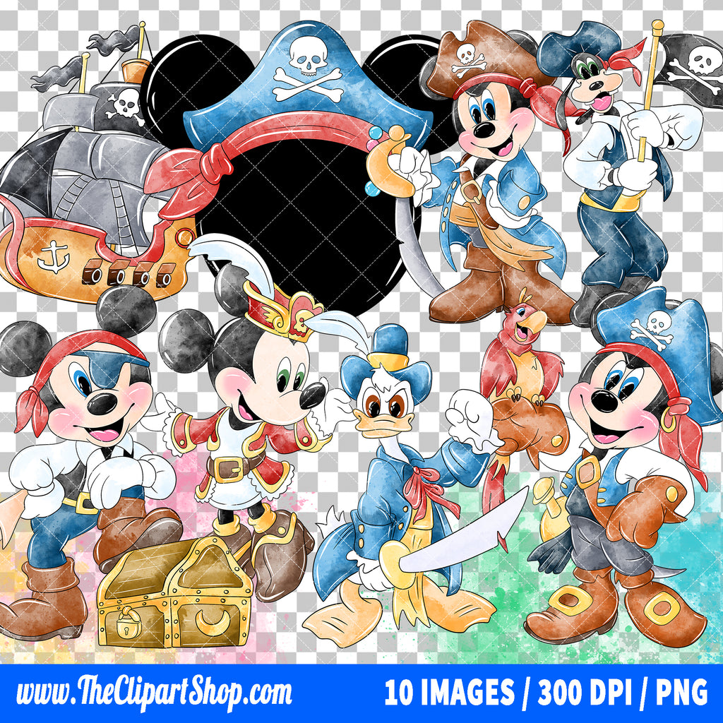 Premium Mickey Mouse And Friends Pirates Clipart PNG Bundle