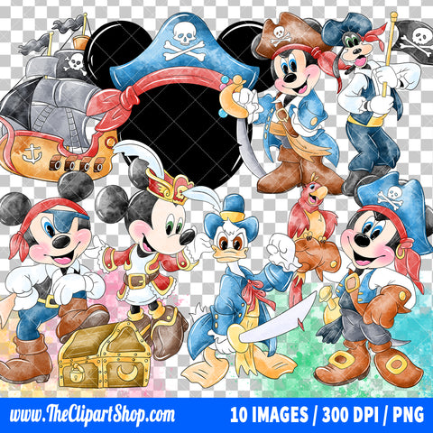 Premium Mickey Mouse And Friends Pirates Clipart PNG Bundle