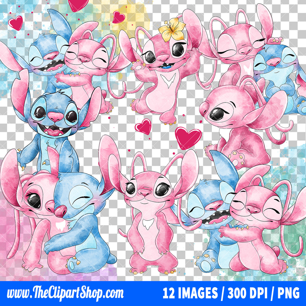 Premium Stitch And Angel Clipart PNG Bundle