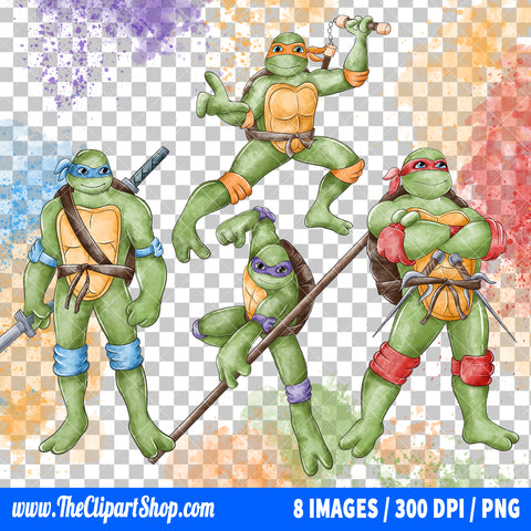 Premium Teenage Mutant Ninja Turtles Clipart PNG Bundle