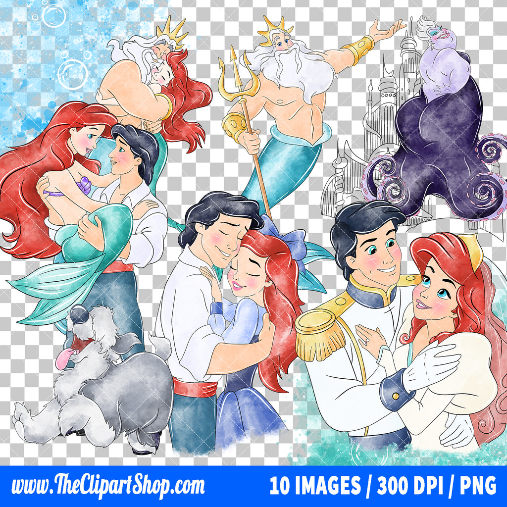 Premium The Little Mermaid Clipart PNG Bundle