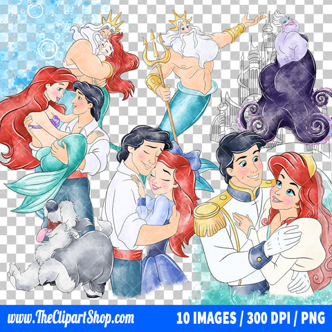 Premium The Little Mermaid Clipart PNG Bundle