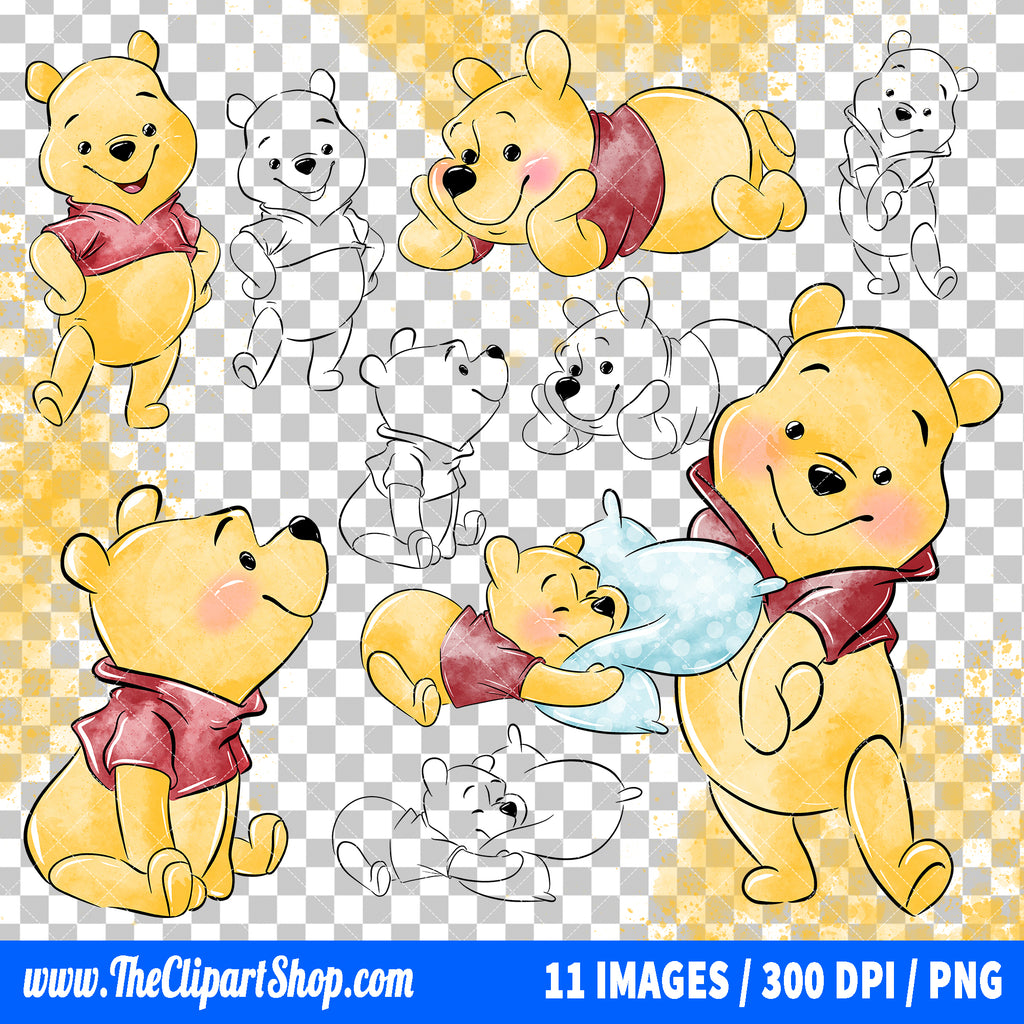 Premium Winnie The Pooh Clipart PNG Bundle