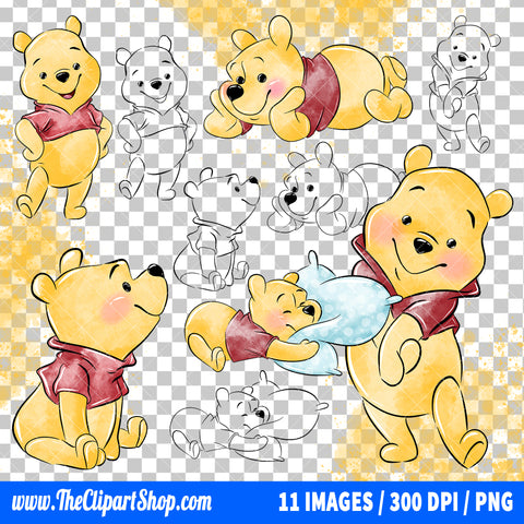 Premium Winnie The Pooh Clipart PNG Bundle