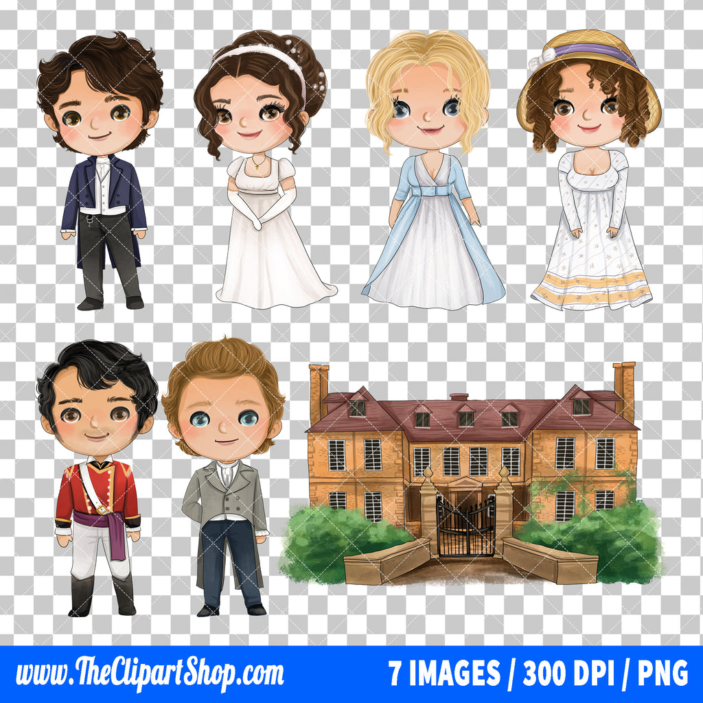 Pride and Prejudice Clipart PNG Bundle