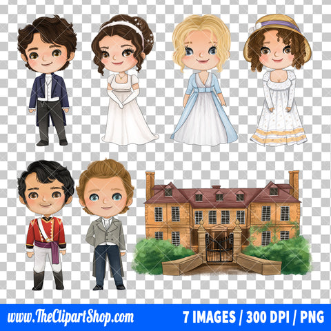 Pride and Prejudice Clipart PNG Bundle