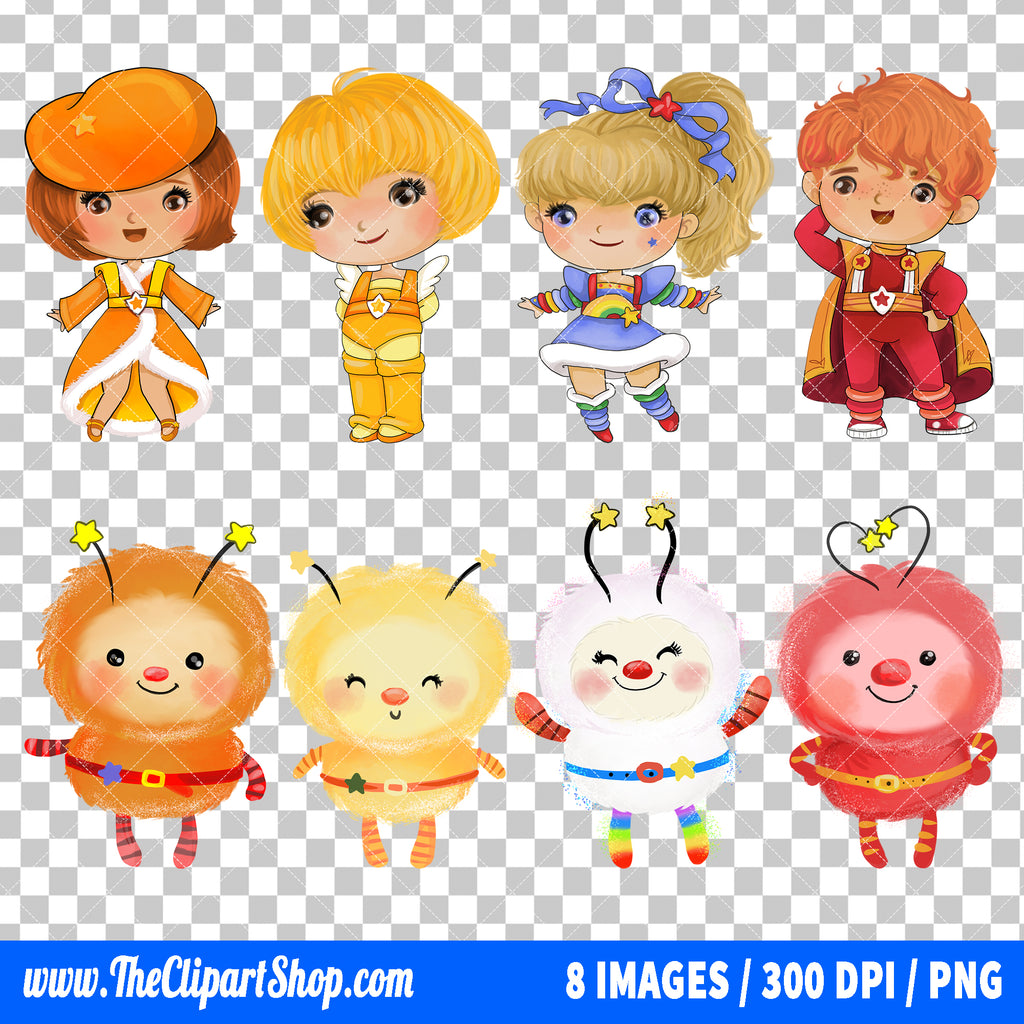 Rainbow Brite Clipart PNG Bundle