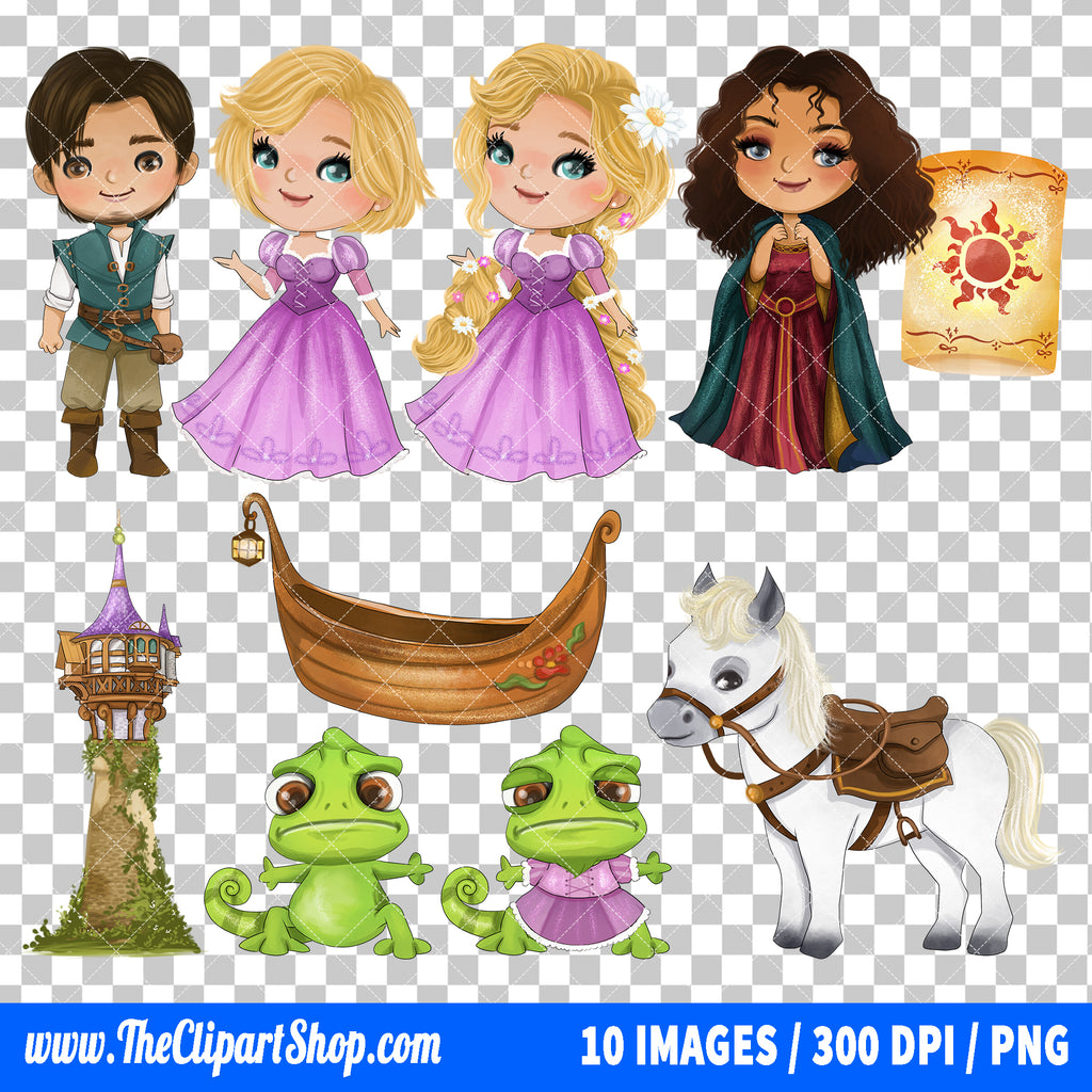 Rapunzel Clipart PNG Bundle