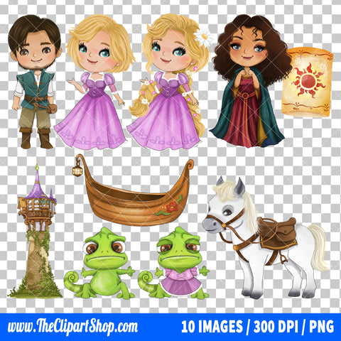Rapunzel Clipart PNG Bundle