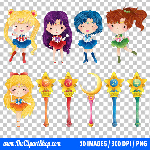 Sailor Moon Clipart PNG Bundle