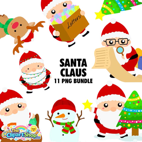 Santa Claus Clipart PNG Bundle