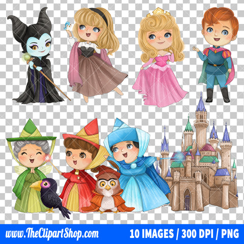 Sleeping Beauty Clipart PNG Bundle